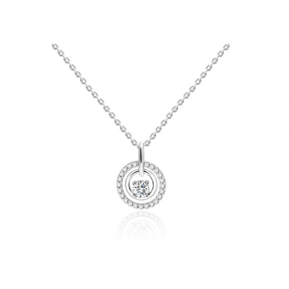 Elsa Lee Paris fine 925 sterling silver necklace -one silver chain, 1 claws set diamond cut Cubic Zirconia 4mm and its crown of 