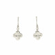 Elsa Lee Paris - 4-leaf clover shaped, True Love, sterling silver, rhodium coated dangling Earrings with 2 cubics Zirconia