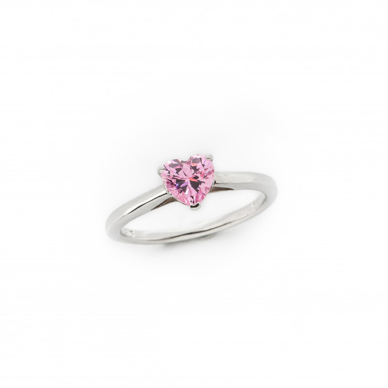 Bague Coeur rose et argent