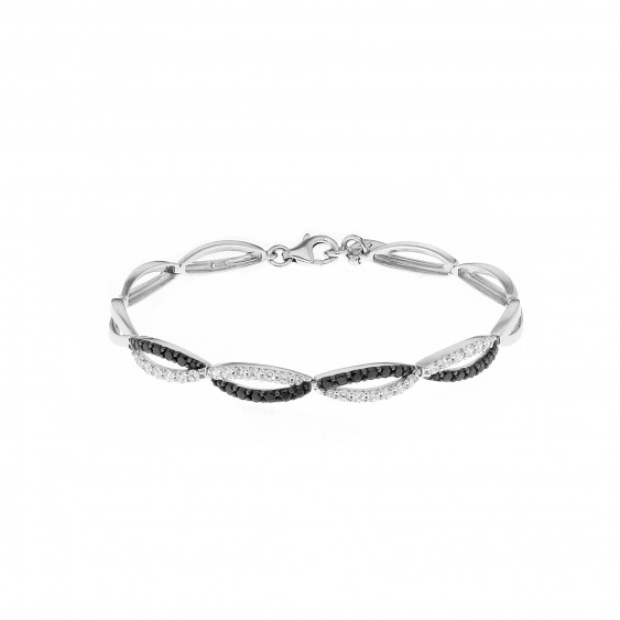 Bracelet Tresse noir et blanc en argent par Elsa Lee Paris 