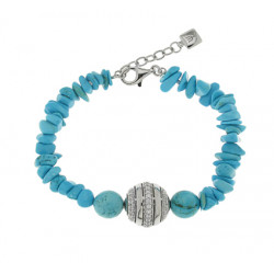 Bracelet turquoise en motif rond en argent par Elsa Lee Paris - Bracelet grand