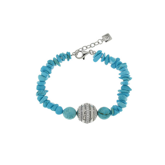 Bracelet turquoise en motif rond en argent par Elsa Lee Paris - Bracelet grand