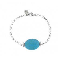 Elsa Lee Paris - Silver Sterling Bracelet with cubic zirconia and turquoises