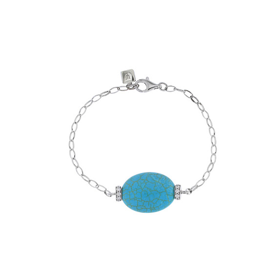 Bracelet pierre Turquoise et chaîne argent par Elsa Lee Paris 