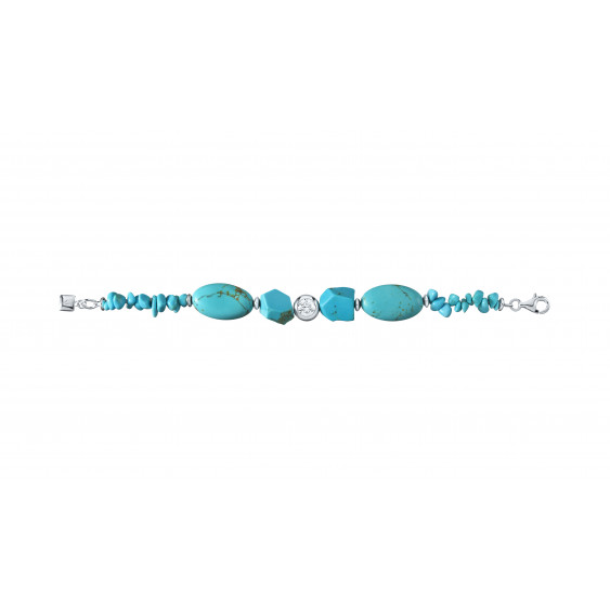 Turquoise Bracelet in silver with a close set cubics zirconia