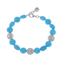 Elsa Lee Paris - Silver Sterling Bracelet with cubics zirconia and turquoises