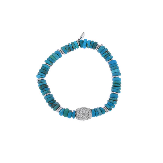 Elsa Lee Paris - Silver Sterling Bracelet with cubics zirconia and turquoises