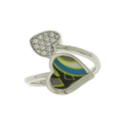 Bague Optique forme coeurs et zirconiums