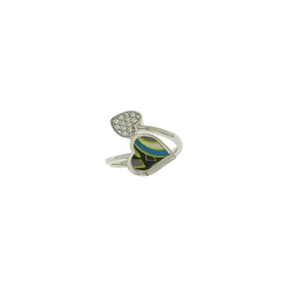 Bague Optique forme coeurs et zirconiums