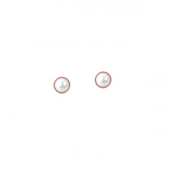 Elsa Lee Paris sterling silver earrings, with pink rhodium-plating and two white pearls 4mm