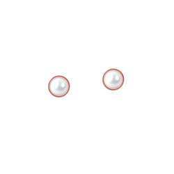 Elsa Lee Paris sterling silver earrings, with pink rhodium-plating and two white pearls 5mm