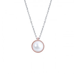 Elsa Lee Paris sterling silver necklace from our Memory collection, with pink rhodium-plating and white pearl