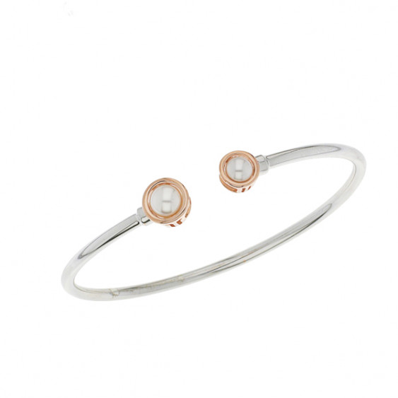 Elsa Lee Paris sterling silver bracelet from our Memory collection, with pink rhodium-plating and white pearls