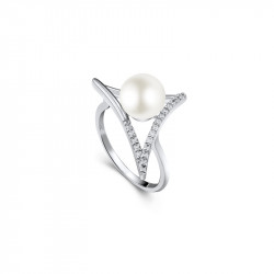 Elsa Lee Paris sterling silver ring from our Heavenly collection, with white pearls and Zirconia