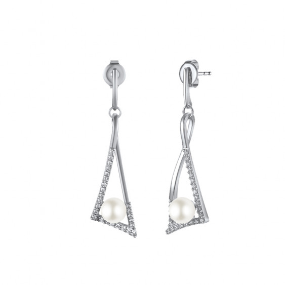 Elsa Lee Paris sterling silver earrings from our Heavenly collection, with white pearls and Zirconia