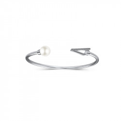 Bracelet jonc Elsa Lee Paris, collection Céleste, avec perle blanche et oxydes de Zirconium