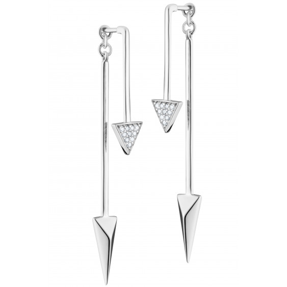 Silver Arrow ear jacket dangling earrings in 925 silver by Elsa Lee Paris 