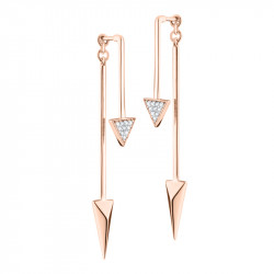 Elsa Lee Paris modern silver pink rhodium coated earrings, modern 2 in 1 design