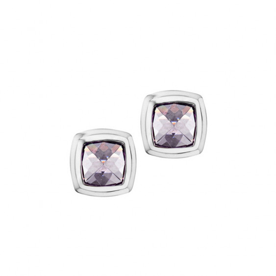 Elsa Lee Paris fine 925 sterling silver earrings with 2 close set aquamarine Cubic Zirconia