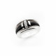 Bague Agate Elsa Lee Paris, argent 925, email noir et oxydes de Zirconium motif 3 baguettes et 2 rangs