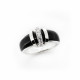 Bague Agate Elsa Lee Paris, argent 925, email noir et oxydes de Zirconium motif 3 baguettes