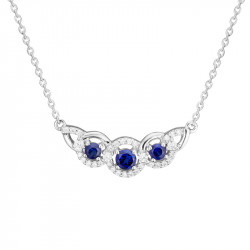Sapphire Necklace in silver sterling, rhodium coating and cubics zirconia