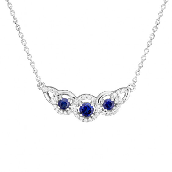 Sapphire Necklace in silver sterling, rhodium coating and cubics zirconia