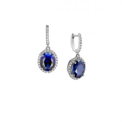 Drop Hoop earrings sapphire blue traditional design drop earrings blue oval cut sapphire blue