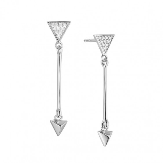 Drop silver earrings arrow triangle design by Elsa Lee Paris 