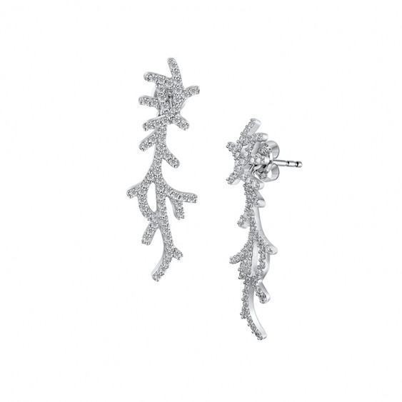 Elsa Lee Paris dangling earrings in silver sterling, rhodium coated and 124 cubics zirconia set size 1,25mm and 2,48ct 2 in 1 s