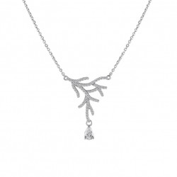 Elsa Lee Paris necklace in sterling silver rhodium coated. Length 42cm with 3cm extension silver chain, 67 cubics zirconia size 