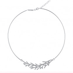 Elsa Lee Paris necklace in sterling silver rhodium coated. Length 42cm with 3cm extension silver chain, 67 cubics zirconia size 