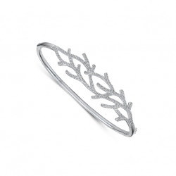 Elsa Lee Paris silver sterling bangle bracelet, rhodium coated, ice rime pattern with 130 cubics zirconia sets size 1,25mm