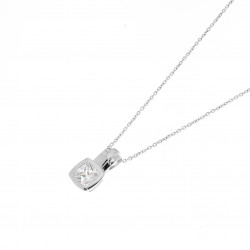 Elsa Lee Paris - 925 Silver sterling and rhodium coated necklace with a cubic zirconia, square shaped
