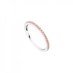 Thin silver ring with its pink cubics zirconia sets by Elsa Lee Paris 