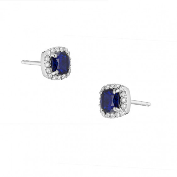 Sapphire Blue studs earrings with its entourage traditional design sapphire blue earrings in silver 925