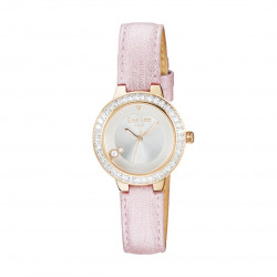 Watch with numberless dial and baby pink leather straps by Elsa Lee Paris