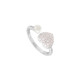 Bague Be my Valentine, bague en argent Elsa Lee motif coeur pavé d'oxydes de Zirconium et perle blanche