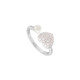 Elsa Lee Paris heart shaped silver sterling ring, rhodium coating and cubics zirconia and white pearl