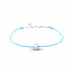 Bracelet Elsa Lee Paris en "Argent 925" - 1 oxyde de Zirconium 0,44ct serti clos sur cordon coton ciré bleu ciel