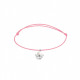 Elsa Lee Paris - Pink waxed cotton cord Clear Spirit bracelet with rhodium plated 925 silver Angel locket with 1 white pearl 6mm