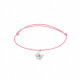 Elsa Lee Paris - Bracelet Clear Spirit sur cordon coton ciré rose pendentif forme ange en argent 925 rhodié avec 1 perle blanche