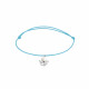 Elsa Lee Paris - Bracelet Clear Spirit sur cordon coton ciré bleu pendentif forme ange en argent 925 rhodié avec 1 perle blanche