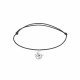 Elsa Lee Paris - Bracelet Clear Spirit sur cordon coton ciré noir pendentif motif ange en argent 925 rhodié avec 1 perle blanche