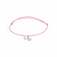 Elsa Lee Paris - Pink waxed cotton cord Clear Spirit bracelet with rhodium plated 925 silver locket with 1 white pearl 6mm and 1