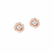 Elsa Lee Paris - Boucles d'oreilles en argent rhodié 925 dorure rose, motif fleur rose, 2 oxydes de zirconium 2,5mm 0,22ct serti