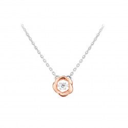 Elsa Lee Paris - Rhodium coated 925 silver Necklace, infinity symbol shaped, 42cm + 3cm long, 1 cubic zirconia 3mm 0,20ct set