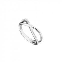 Elsa Lee Paris - Rhodium coated silver 925 ring, infinity sign shaped, 21 oxides of zirconium 1,25mm 0,42ct