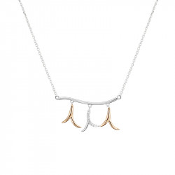 Elsa Lee Paris - Collier argent rhodié 925, 42cm de long avec 3 cm de chainette de rallonge, dorure couleur rose motif liane, 7