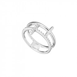 Rhodium platted, 925 silver Cross ring, cross pattern and cubics zirconia sets